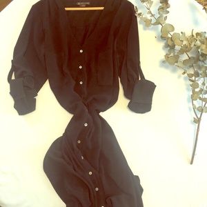 Love & Legend Sheer Black Button Up Dress